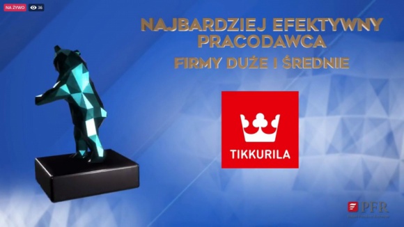 Tikkurila Najbardziej Efektywnym Pracodawcą województwa podkarpackiego BIZNES, Firma - Tytuł Najbardziej Efektywnego Pracodawcy województwa podkarpackiego dla Tikkurila Polska SA